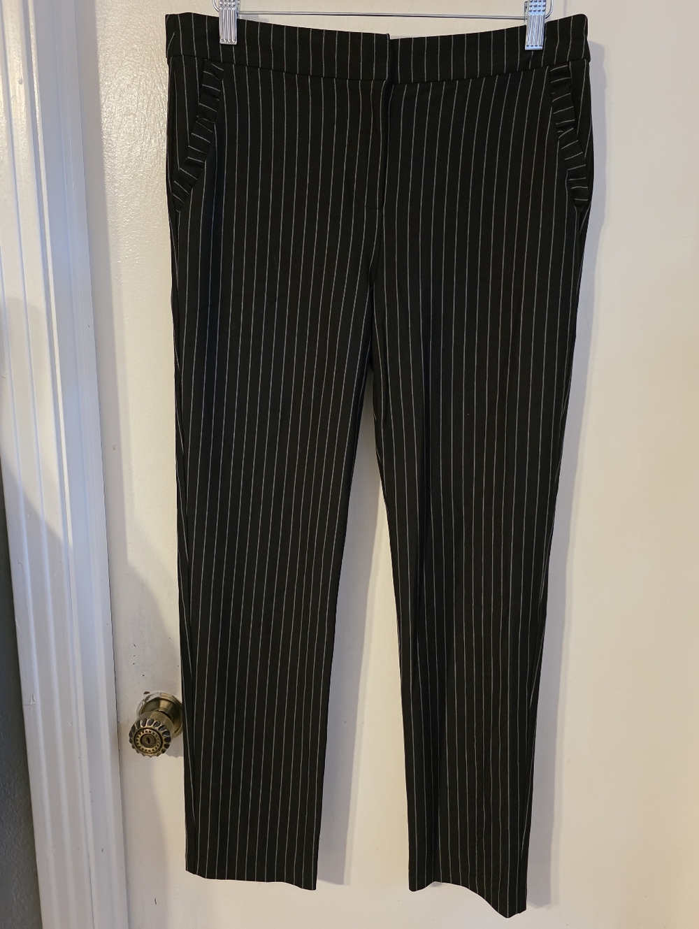 Mosaic & Co Black Pinstripe Straight Leg Dress Pants